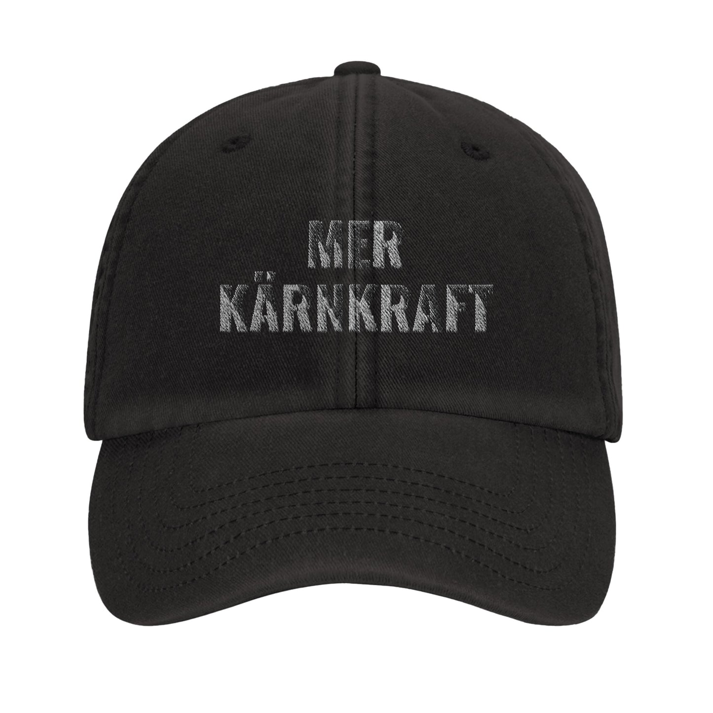 Mer kärnkraft-keps med vit brodyr från Nordbruk, produktbild.
