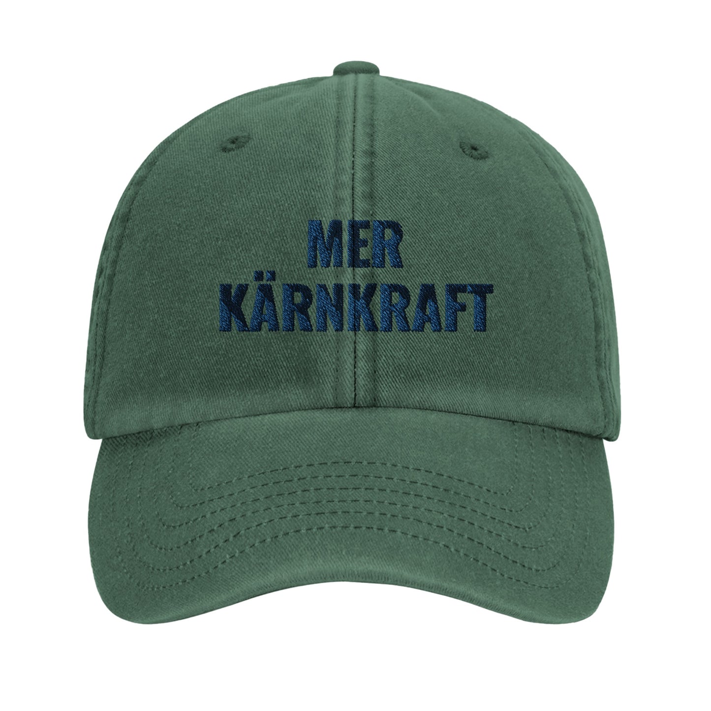 Mer kärnkraft-keps med blå brodyr från Nordbruk, produktbild.