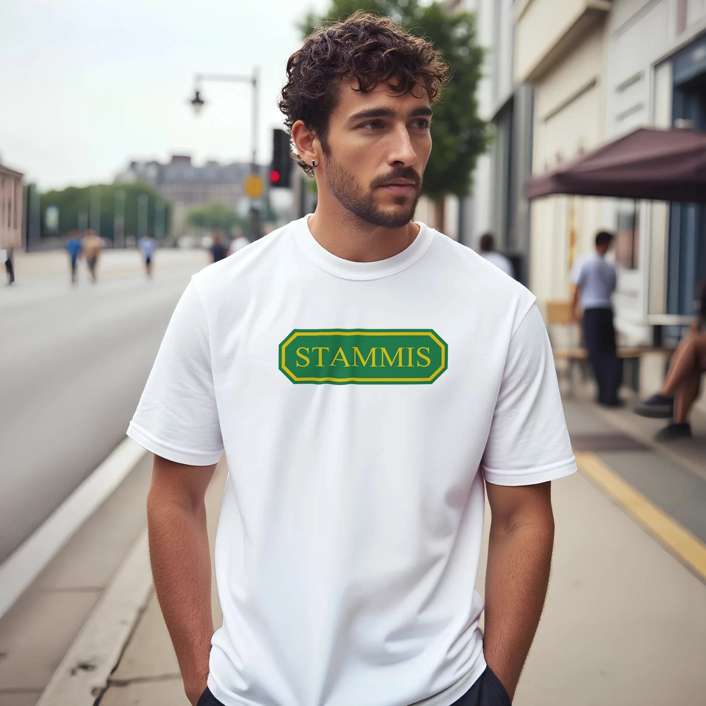 Vit STAMMIS-t-shirt från Nordbruk, produktbild.