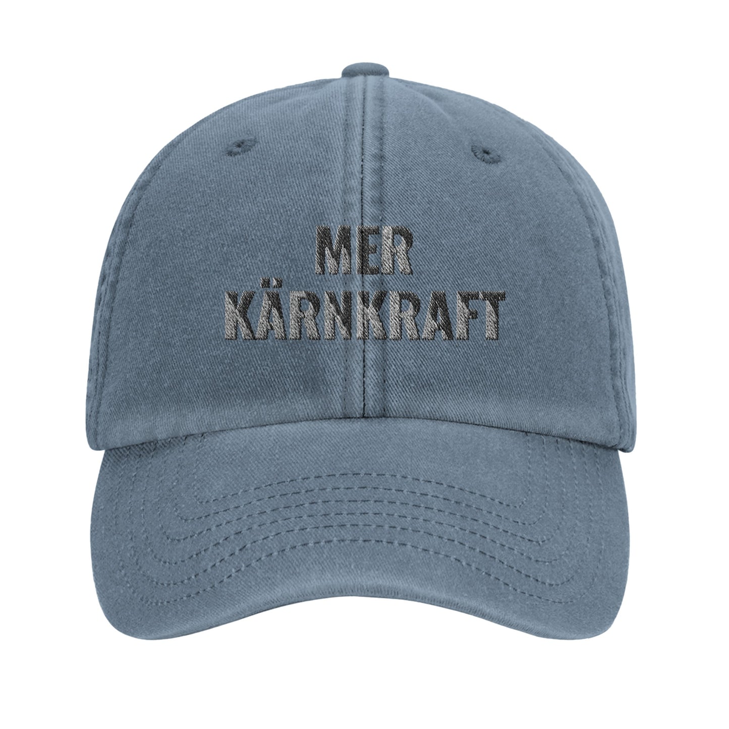 Mer kärnkraft-keps med vit brodyr från Nordbruk, produktbild.