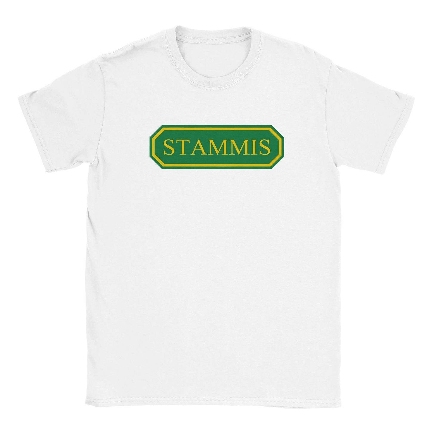 Vit t-shirt med STAMMIS-tryck från Nordbruk.