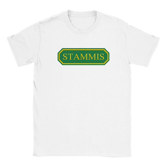 Vit t-shirt med STAMMIS-tryck från Nordbruk.